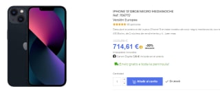 Móvil Iphone 13 de 128GB por 714,61€