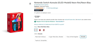 Nintendo Switch OLED voor €284,88 bij Amazon