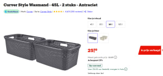 2 stuks Curver Style Wasmanden - 45L - Antraciet voor €25,99 bij Bol