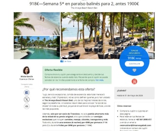 una semana (6 noches) por 459€ por persona (918€ para 2) a Bali desde 918€