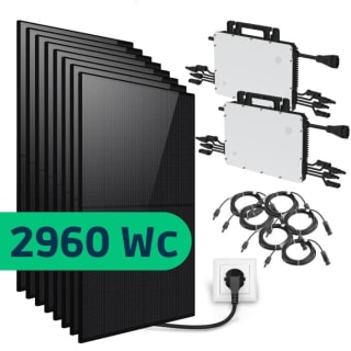 Kit Solaire Autoconsommation 2960 Wc Full Black JA Solar Hoymiles à 999€