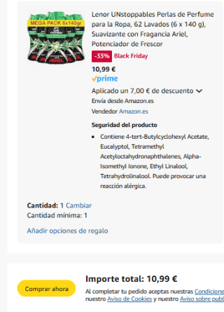 Lenor UNstoppables Fragancia Ariel Perlas Perfume 6 x 140 g por 10,99€