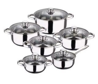 San Ignacio Bateria de Cocina 12 Piezas Acero Inoxidable en Color Cromado colección Cassel por 25,58€.