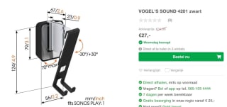 Vogel's wand luidsprekersteun Sound 4201 Sonos One et Play:1 zwart voor €27 bij Eptummers