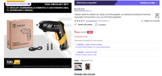 Taladro Eléctrico DEKO sin Cable 3.6V Recargable con Batería por 9,66€