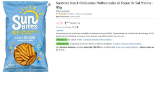 6 bolsas de Sunbites Snack Ondulados Multicereales Al Toque de Sal Marina - 95g por 7.74€