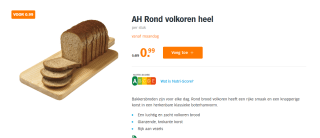 AH Rond volkoren heel per stuk voor €0,99