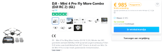 DJI Mini 4 Pro Fly More Combo drone voor €985 bij Coolshop