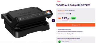 Tefal OptiGrill 2-in-1 GC7728 voor €129 bij iBOOD