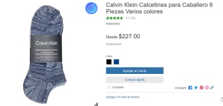 Pack 6 Calcetines Calvin Klein por $227 en Costco