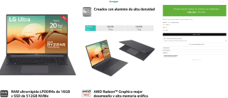 Portátil LG ULTRA 16U70R Ryzen 5 16GB 512GB SSD 16" W11 por 649€