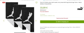 3-pack PUMA sport badhanddoeken 70 x 140 voor €33,89 bij Outlet46