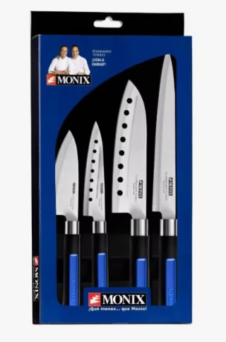 Pack Monix Fuego Set 3 Sartenes, Lote 20, 24 y 28 cm + 4 Cuchillos Cocina Japoneses solid plus por 36,12€