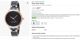 Reloj de Pulsera, Mujer, , Nine West NW/2225BKRT por 20,52