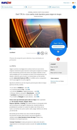 Los Vuelos más baratos desde 17€ ida/ vuelta en mayo.