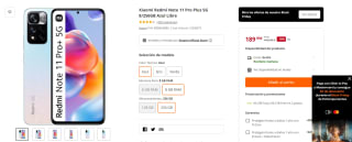 Xiaomi Redmi Note 11 Pro Plus 5G de 8GB/256GB por 189,99€