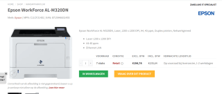 Laser printers: Epson WorkForce AL-M320DN voor €235,64 bij Redshell