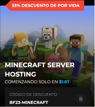 Código 33% Descuento Server Minecraft para siempre en Shockbyte