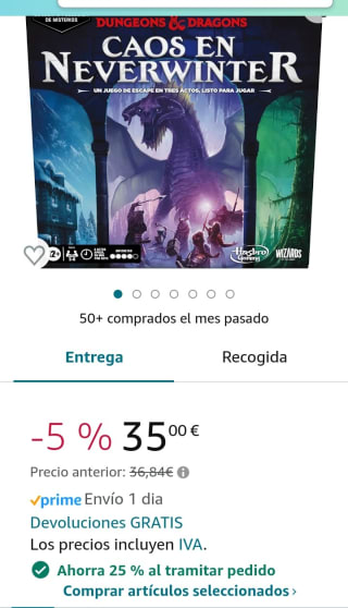 Dungeons & Dragons: Caos en Neverwinter por 26,25€.