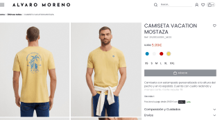 Camiseta VACATION Mostaza Hombre por solo 5,99€