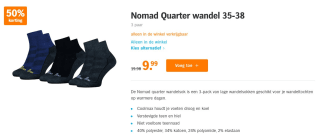 NOMAD® Wandelsokken Quarter 3-Pack voor €9,99 bij de AH