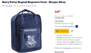Harry Potter Rugzak Hogwarts Crest - Hoogte 36cm voor €14,95 bij Bol