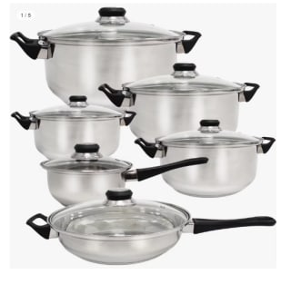 Batería de cocina Quttin Genova - 12 piezas de acero para inducción, duradera y resistente por 25.24€ (Cuenta Nueva 15.24€)