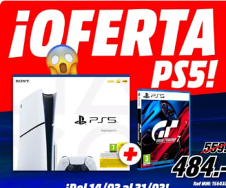 Consola PS5 Slim con lector + Gran Turismo 7 por 484€