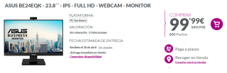 Monitor ASUS BE24EQK - 23,8´´ - IPS - FULL HD - WEBCAM por 99.99€