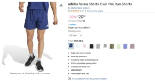 Adidas Own The Run Short Heren voor €20 bij Amazon