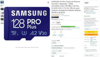 Samsung Pro Plus MicroSD 128GB + Adaptador por $266 en Amazon