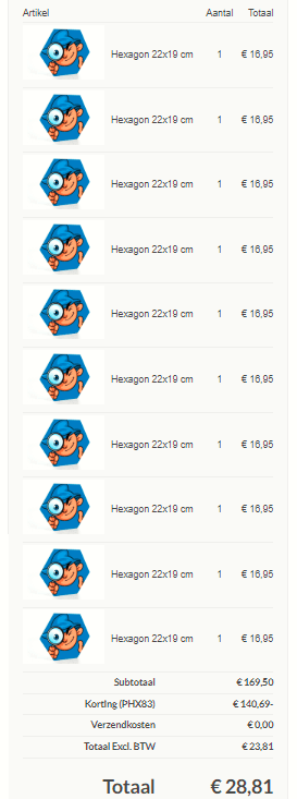 Hexagon met eigen foto - 10 stuks voor €28,81 dmv code bij CanvasCompany