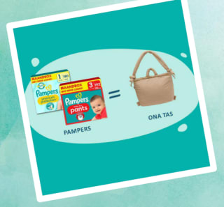 Bij aankoop van €49,99 aan Pampers (luiers en/of doekjes) een Ölend Ona Soft tas t.w.v. €85 cadeau bij Bol