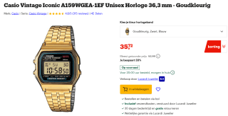 Casio Retro Digitaal Horloge Goudkleurig voor €35,72 bij Bol
