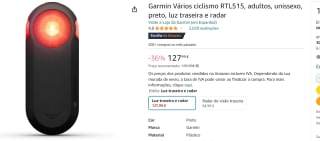 Garmin Varia Achteruitkijk Radar met Achterlicht RTL515 voor €127,99 bij Amazon