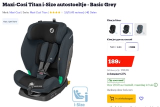 Maxi-Cosi Titan i-Size autostoeltje - Basic Grey voor €189 bij Bol.com