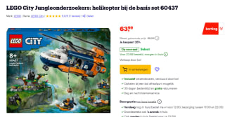 LEGO City Jungleonderzoekers: helikopter bij de basis voor €63,99 bij Bol