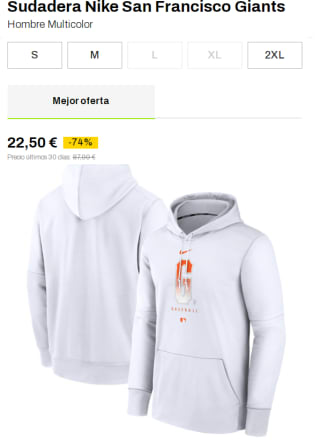 Sudadera Nike San Francisco Giants por 22.5€