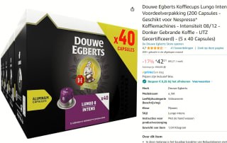 Douwe Egberts Lungo (8) 200 cups voor €33,95 bij Amazon