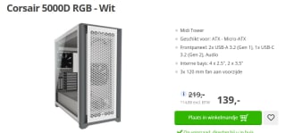 Corsair 5000D RGB Wit voor €139 bij Paradigit