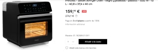 Princess 182065 Aerofryer Oven Horno Aerofreidora Sin Aceite 10L 1500W por 159.99€
