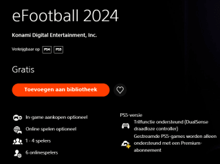 Efootball 2024 (PES) Gratis voor de PlayStation PS 4 en 5