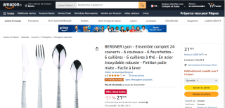 Ensemble complet 24 couverts Bergner Lyon - Inox Finition polie mate (Via Coupon) à 21,99€