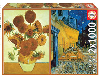 2 Puzzles de 1.000 Piezas, Los Girasoles y Terraza de café por la Noche de Vincent Van Gogh de la marca Educa por 9€
