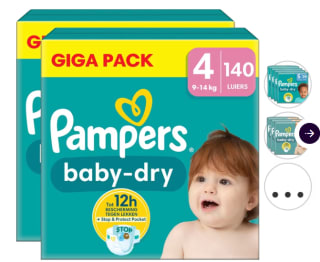 Pampers - Baby Dry - Maat 4 - Mega Pack - 140 stuks - 9/14 KG