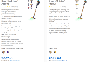 Tot €200 korting op een Dyson stofzuiger tijdens de Dyson Deals Dagen