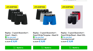 Replay - Heren Onderbroeken 3-Pack voor €9,99 bij Timco voordeelmarkt