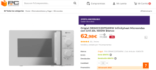 Microondas 20 L con grill Origial