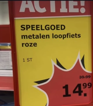 Metalen loopfiets voor €14,99
