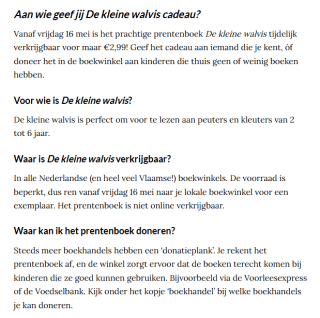 Geef een prentenboek cadeau: De kleine walvis voor €2,99 in de (boeken)winkels